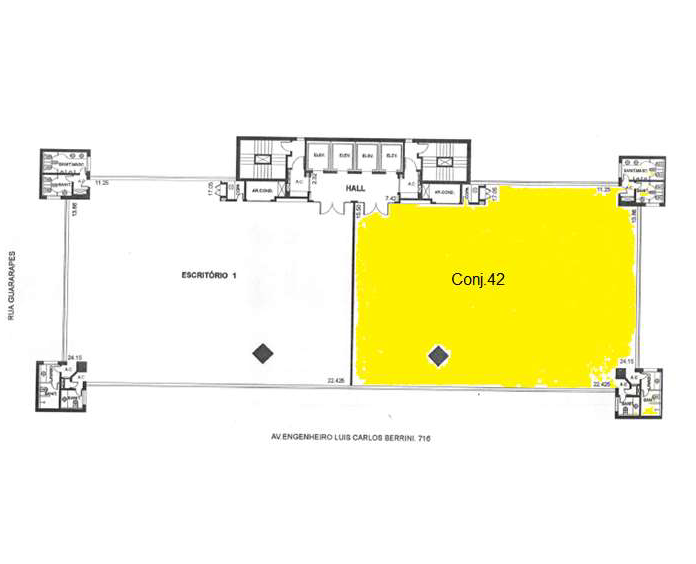 Locação de Meia Laje com Área útil: 442,56 m2 Itaim Bibibi